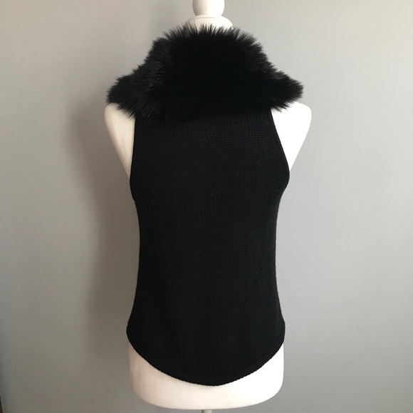 Sold Dolce Cabo Faux Fur Vest Black Knit XS - Picture 5 of 9